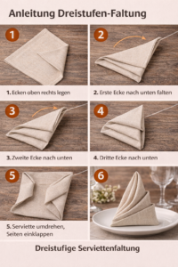 Dreistufen-Faltung elegant falten, stilvoll präsentieren