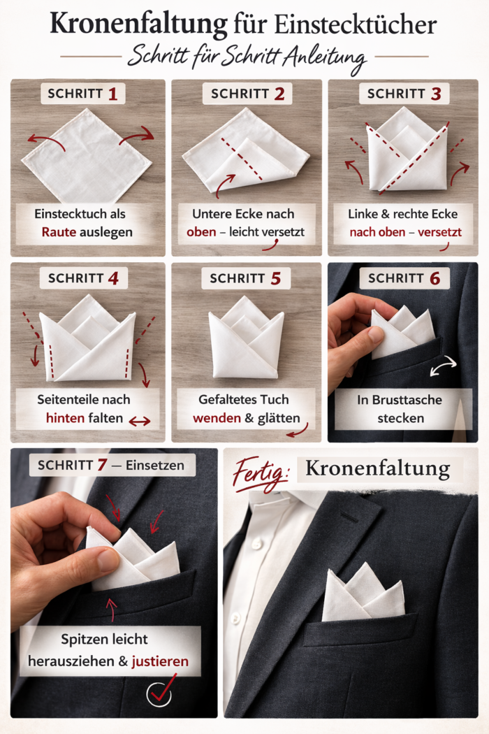 Schritt für Schritt Anleitung zur Kronenfaltung