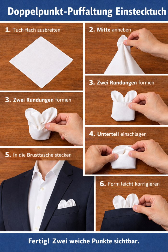 Doppelpunkt-Puffaltung beim Einstecktuch