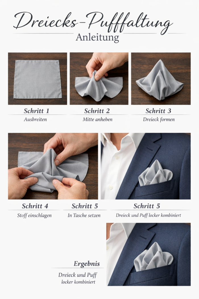 Dreiecks-Pufffaltung für Einstecktücher