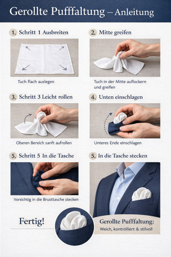 Gerollte Pufffaltung Schritt für Schritt erklärt