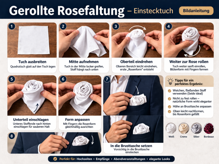 gerollte Rosefaltung