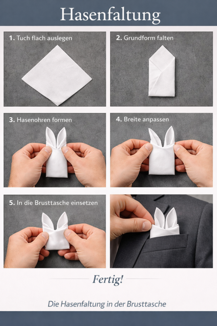 Hasenfaltung Einstecktuch